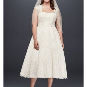 David's Bridal 18w Tea Length Wedding Gown